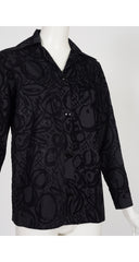 1997-98 F/W Black Fruit Print Flocked Velvet Cotton Blouse