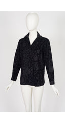 1997-98 F/W Black Fruit Print Flocked Velvet Cotton Blouse