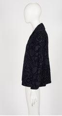 1997-98 F/W Black Fruit Print Flocked Velvet Cotton Blouse