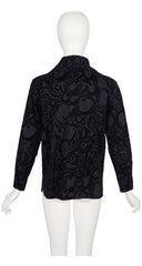 1997-98 F/W Black Fruit Print Flocked Velvet Cotton Blouse