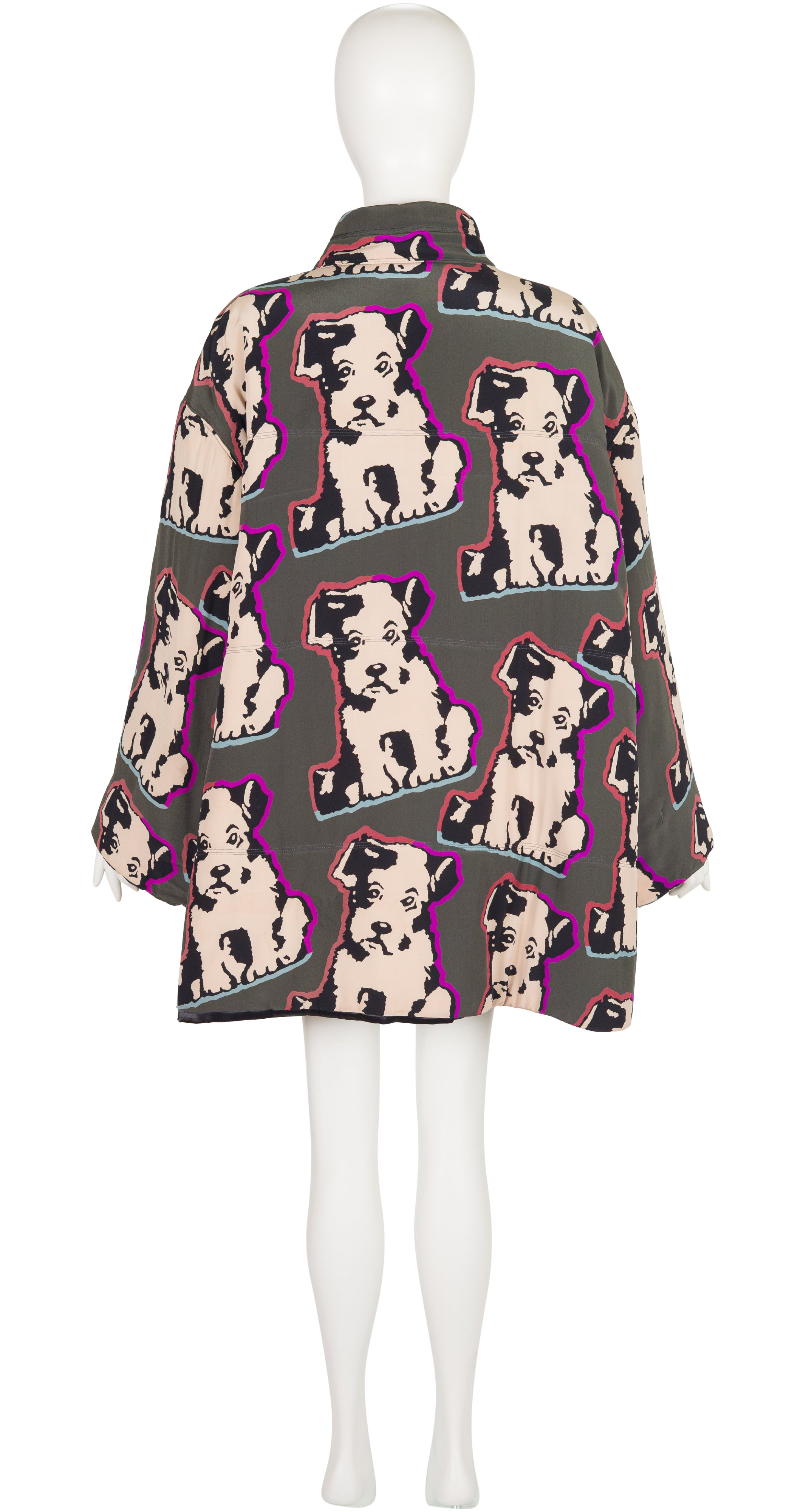 1992-93 F/W Dog Pop Art Print Silk Swing Coat