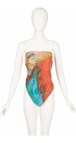 1950s Windmill Print Salmon Silk Twill Scarf