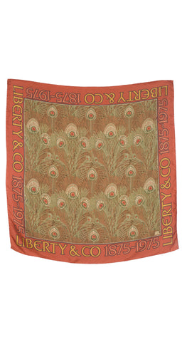 1975 Centennial Peacock Feather Print Silk Twill Scarf