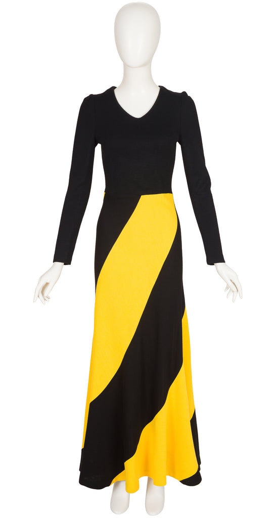 blue dress for baby girl Stirling Cooper 1971 Black & Yellow Diagonal Stripe Jersey Maxi Dress –  Featherstone Vintage