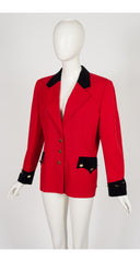 1993-94 F/W Red Wool & Black Velvet Cavalry Jacket