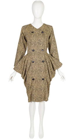 1984-85 F/W Draped Wool Double-Breasted Dress