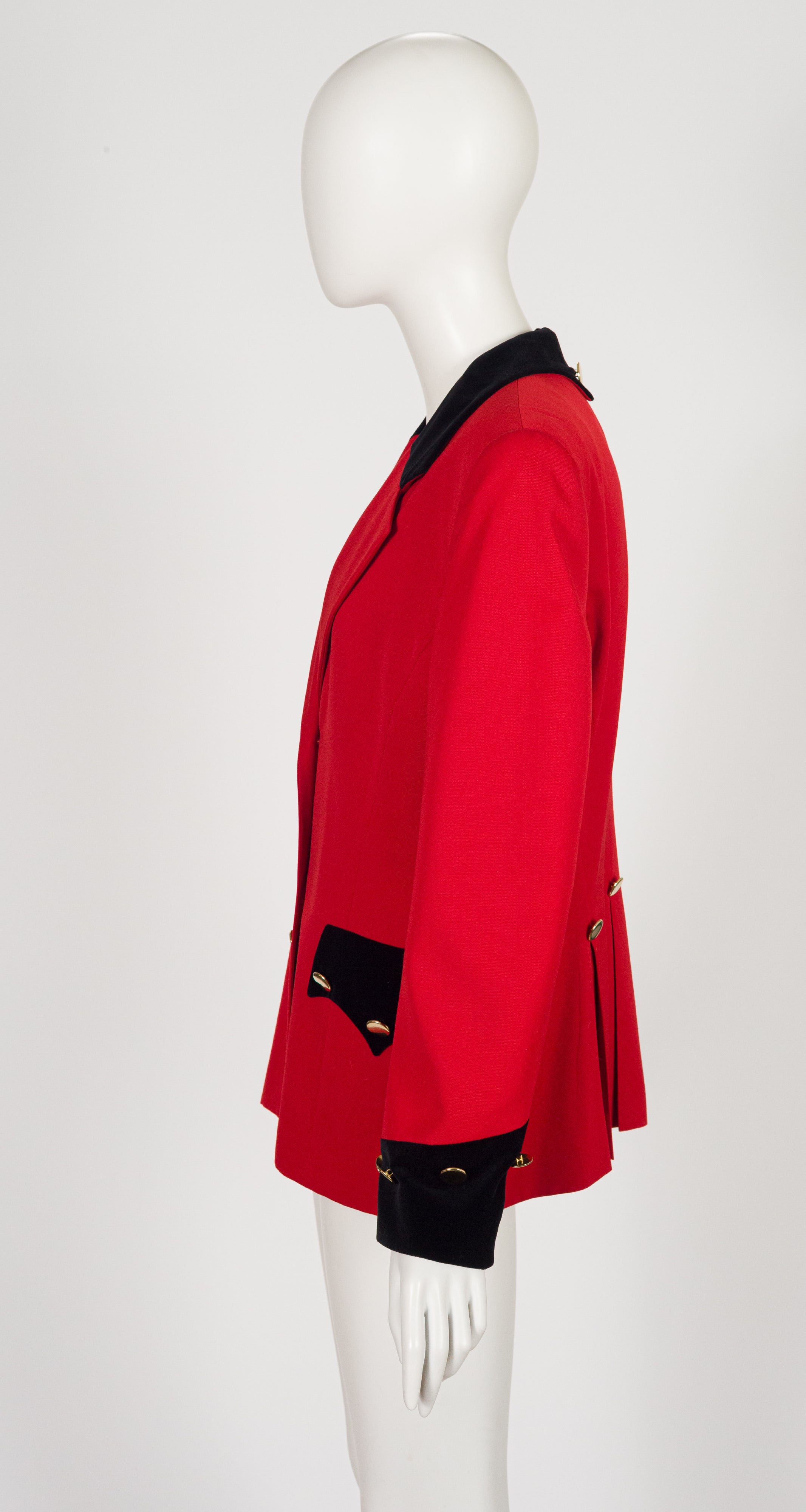 1993-94 F/W Red Wool & Black Velvet Cavalry Jacket
