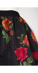 1988-89 F/W Rose Print Black Tulle Ballerina Skirt