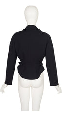 1990s Black Wool Gabardine Zip-Up Moto Jacket