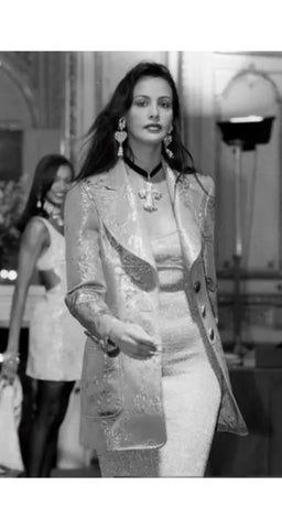 1994-95 Cruise Floral Metallic Purple Brocade Evening Coat