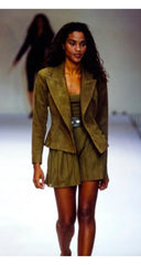 1990 S/S Taupe Rayon Knit High-Waisted Shorts