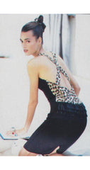 1989 S/S Zebra Print Beaded Fringe Cross-Back Mini Dress