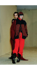 1977-78 F/W Purple Plaid Wool Fringe Toggle Cardigan