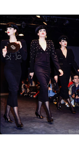 1988-85 F/W Rhinestone Encrusted Black Rayon Bolero Jacket