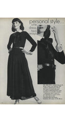 1972 Navy Silk Chiffon Collared Tuxedo Dress