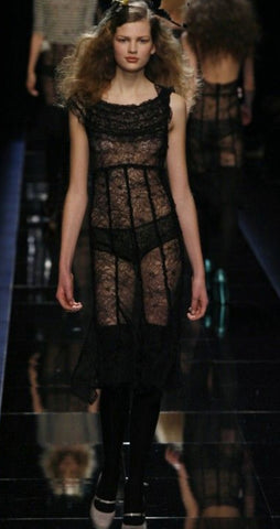 2006-07 F/W Black Chantilly Lace Ruffle Trim Dress