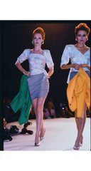 1988 S/S Floral Pastel Silk Jersey Ruched Dress