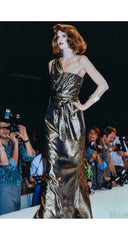 1986-87 F/W Gold Metallic Snake Print One-Shoulder Top