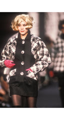 1990-91 F/W Black & Cream Plaid Wool Tweed Cropped Jacket