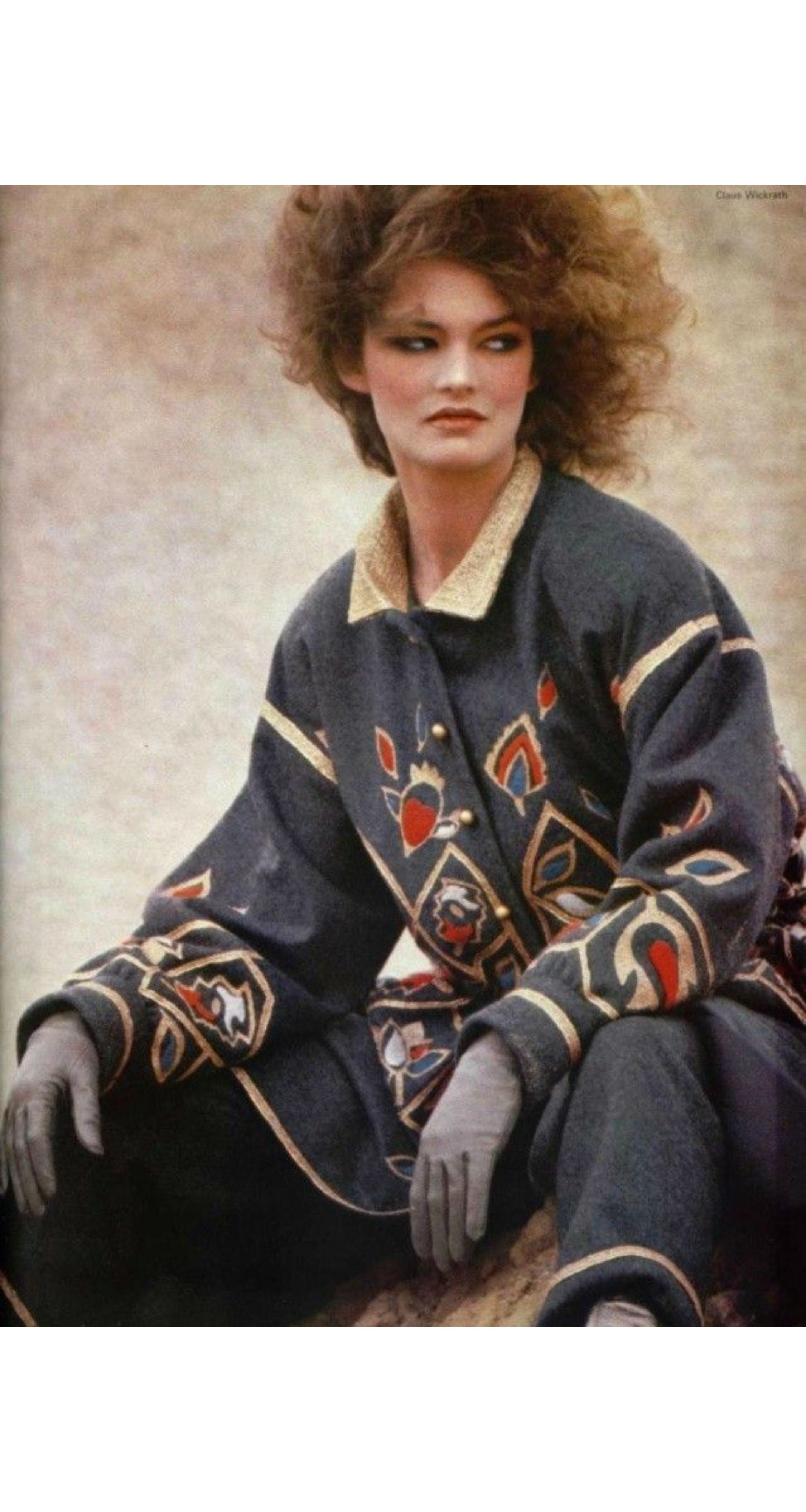 1981-82 F/W Metallic Gold Embroidered Gray Wool Jacket