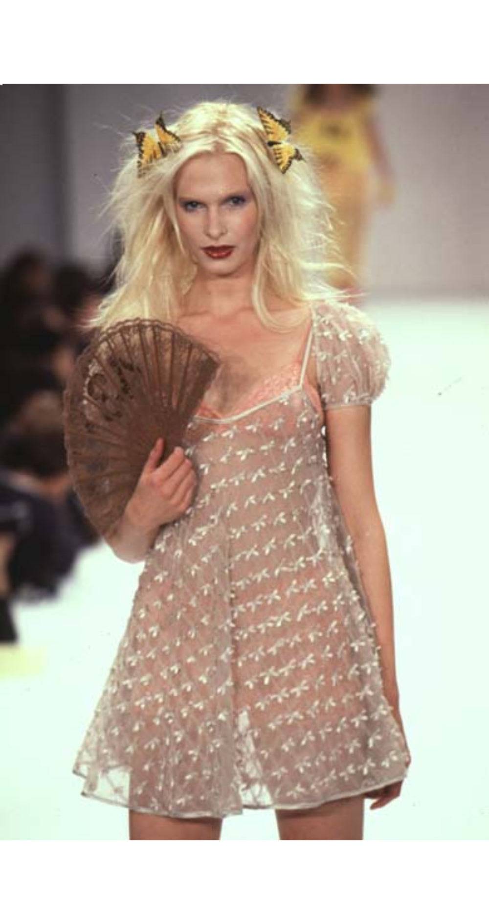 Betsey Johnson 1997 S/S All Over Bow Organdy Mini Dress Featherstone Vintage Betsey Johnson 1997 S/S All Over Bow Organdy Mini Dress Featherstone Vintage