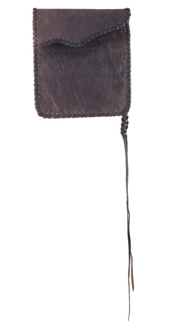 1970s Bird Applique Whipstitch Leather Pochette Bag