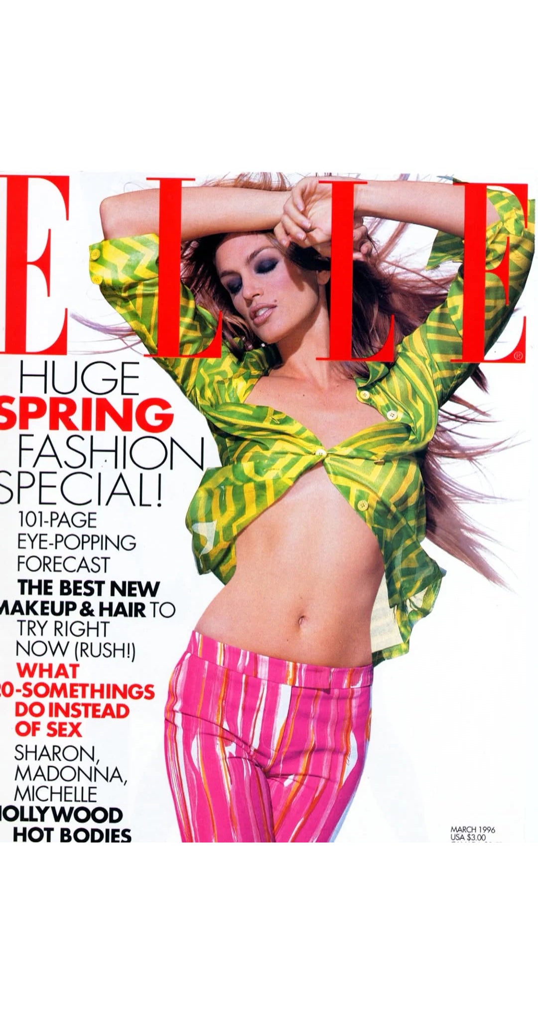 1996 S/S Pink & Orange Brushstroke Print Cotton Pants