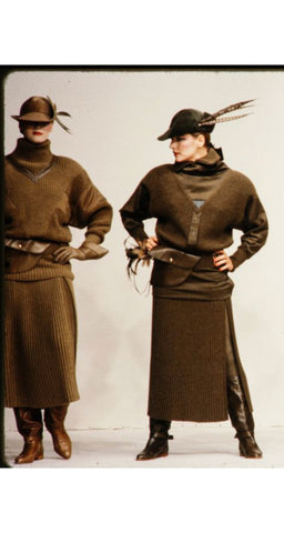 1983-84 F/W Beige Alpaca Knit & Leather Sweater