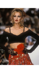 1992 S/S Red Cotton Jersey Long Sleeve Crop Top