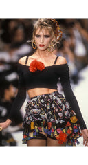 1992 S/S Red Cotton Jersey Long Sleeve Crop Top