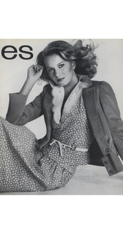 1979 S/S Star Print Beige Silk Knee-Length Skirt