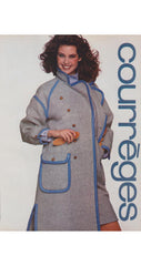 1983-84 F/W Gray Wool Blue Leather Trim Jacket