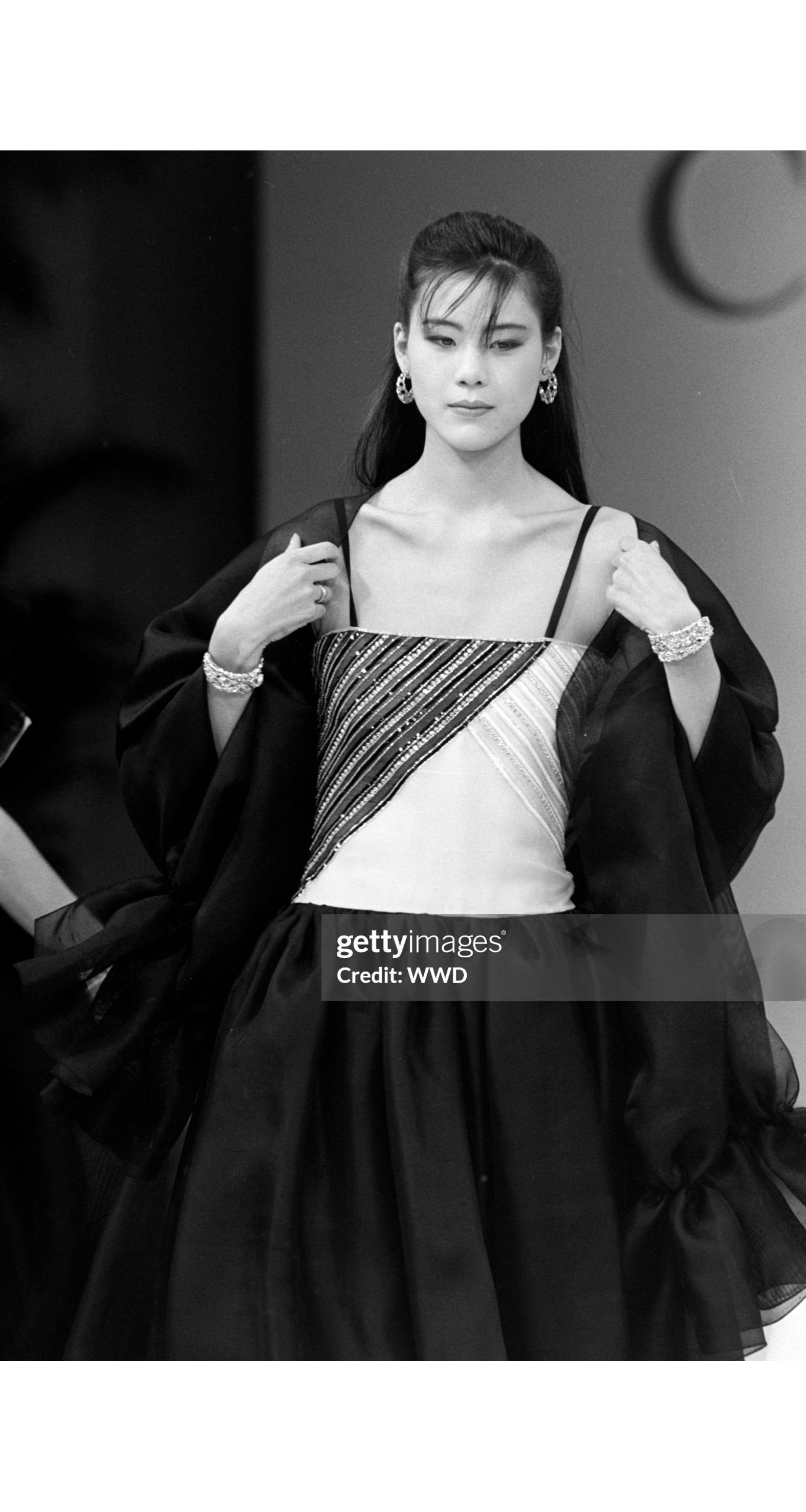 1983 S/S Embellished Woven Silk Evening Gown