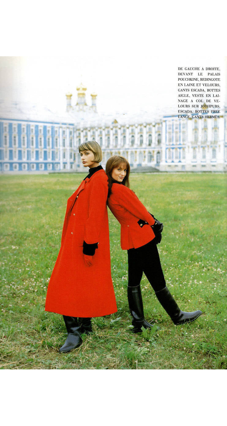 1993-94 F/W Red Wool & Black Velvet Cavalry Jacket