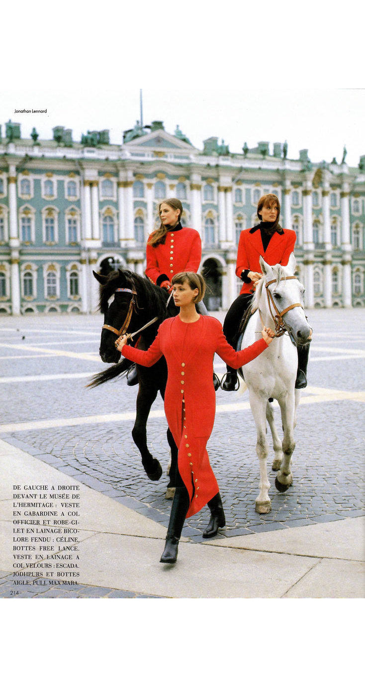 1993-94 F/W Red Wool & Black Velvet Cavalry Jacket