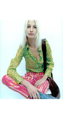 1996 S/S Pink & Orange Brushstroke Print Cotton Pants