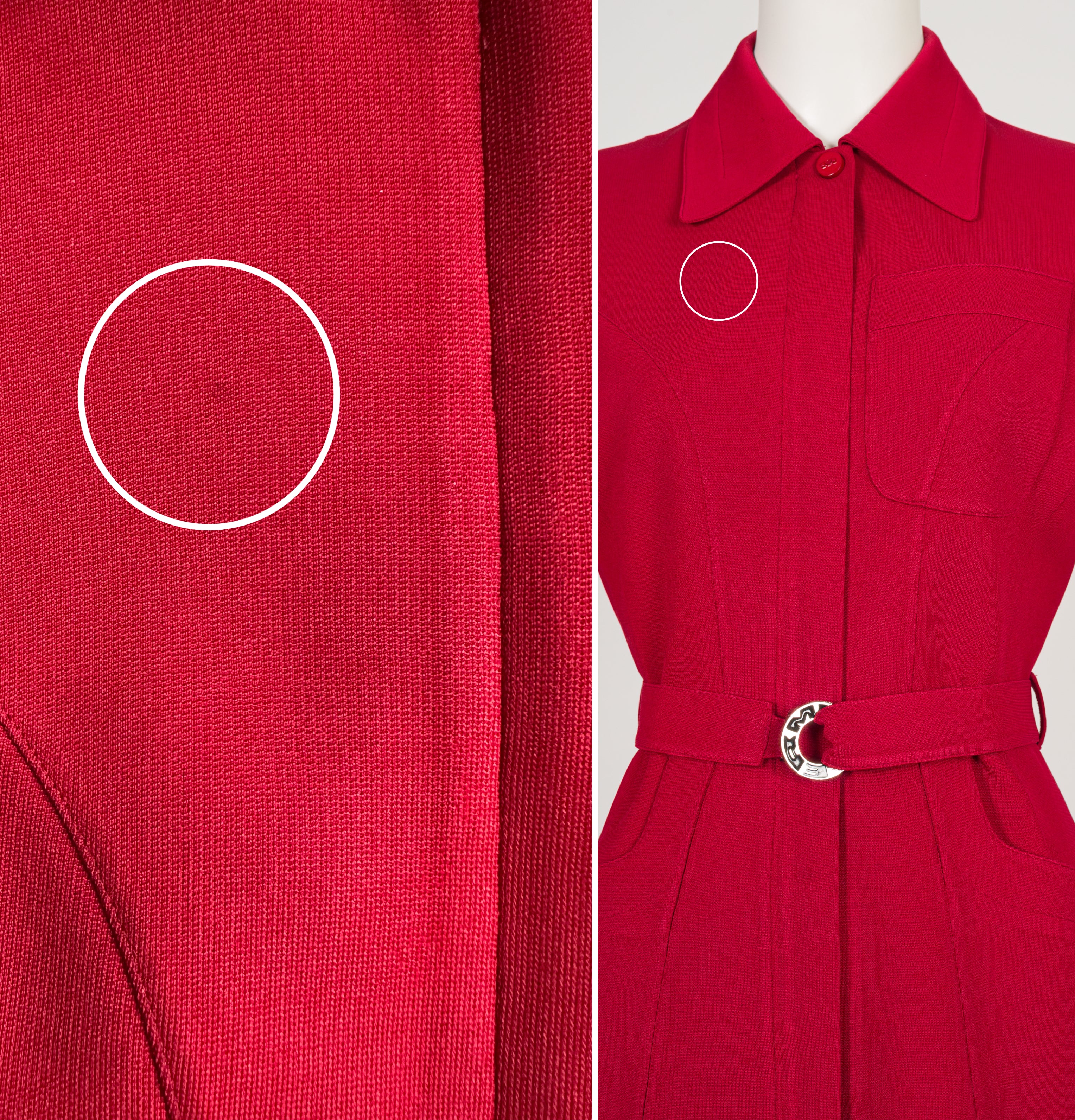 1990s Red Rayon "Mugler"-Buckle Belted Jacket