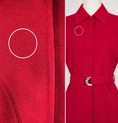 1990s Red Rayon "Mugler"-Buckle Belted Jacket