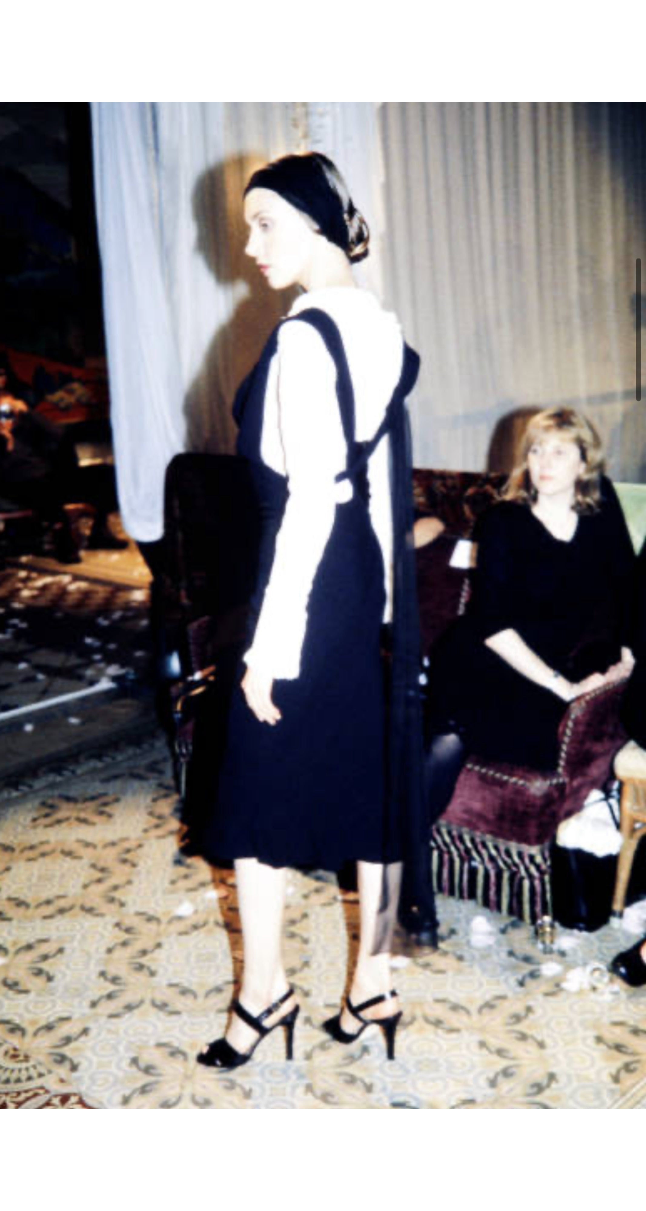 1999 S/S Black Crepe Cross-Back Bias Cut Dress
