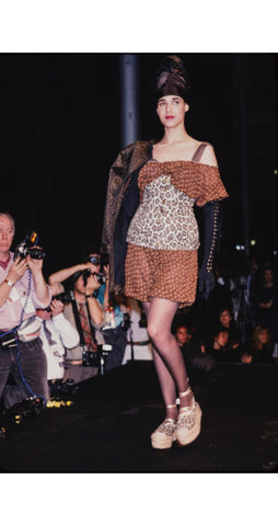 1989 S/S Leopard Print Denim Cotton Underbust Corset Top
