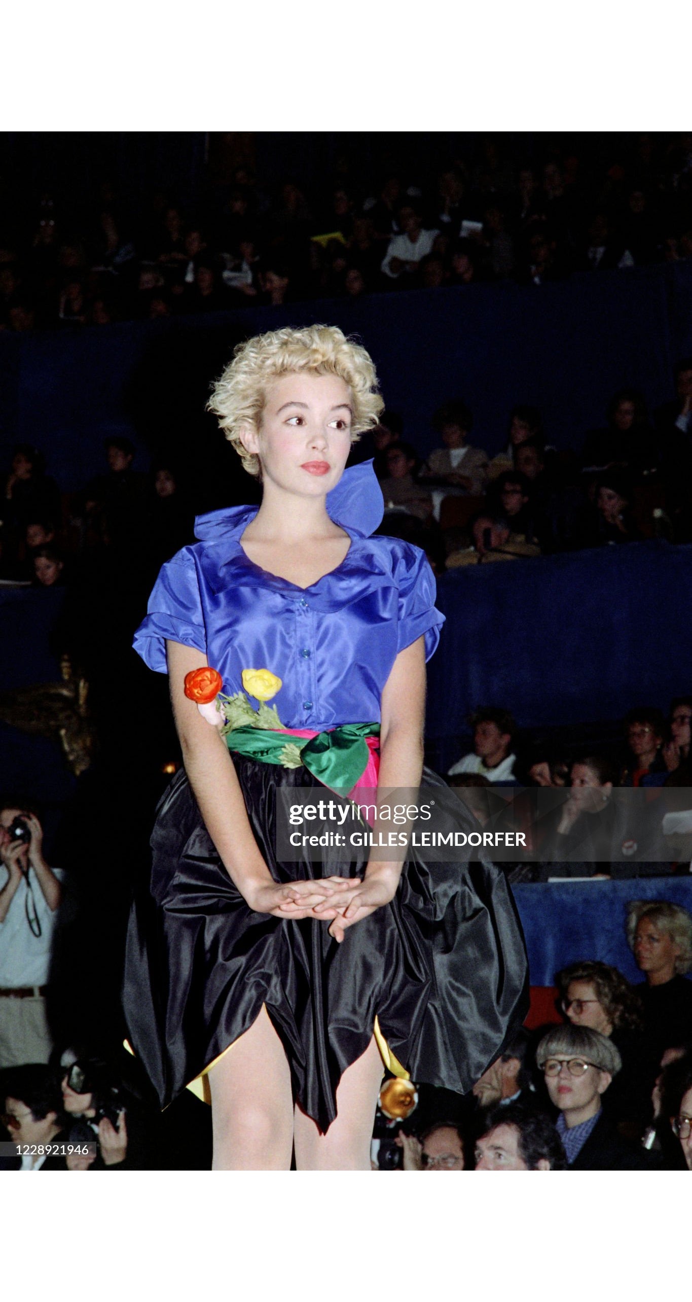 1988 S/S Red Linen Petal Hem High-Waisted Skirt