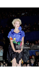 1988 S/S Red Linen Petal Hem High-Waisted Skirt