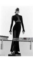 1993-94 F/W Sheer Net Panel Black Wool Skirt