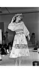 1978 S/S Dogwood Print Cream Cotton Balloon Sleeve Dress