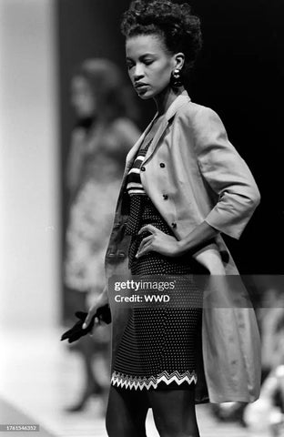 1988 S/S Geometric Print Black Cotton Tapered Pants