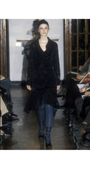 1997-98 F/W Black Fruit Print Flocked Velvet Cotton Blouse