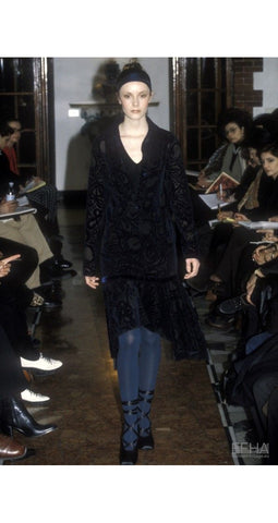 1997-98 F/W Black Fruit Print Flocked Velvet Cotton Blouse