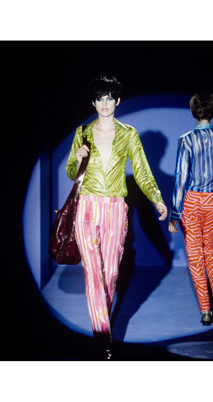 1996 S/S Pink & Orange Brushstroke Print Cotton Pants