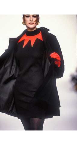 1991-92 F/W Black & Red Wool Knit Jester Dress