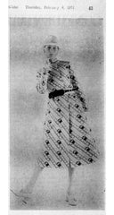 1971 Trompe L'oeil Belt Print Cream & Navy Coat